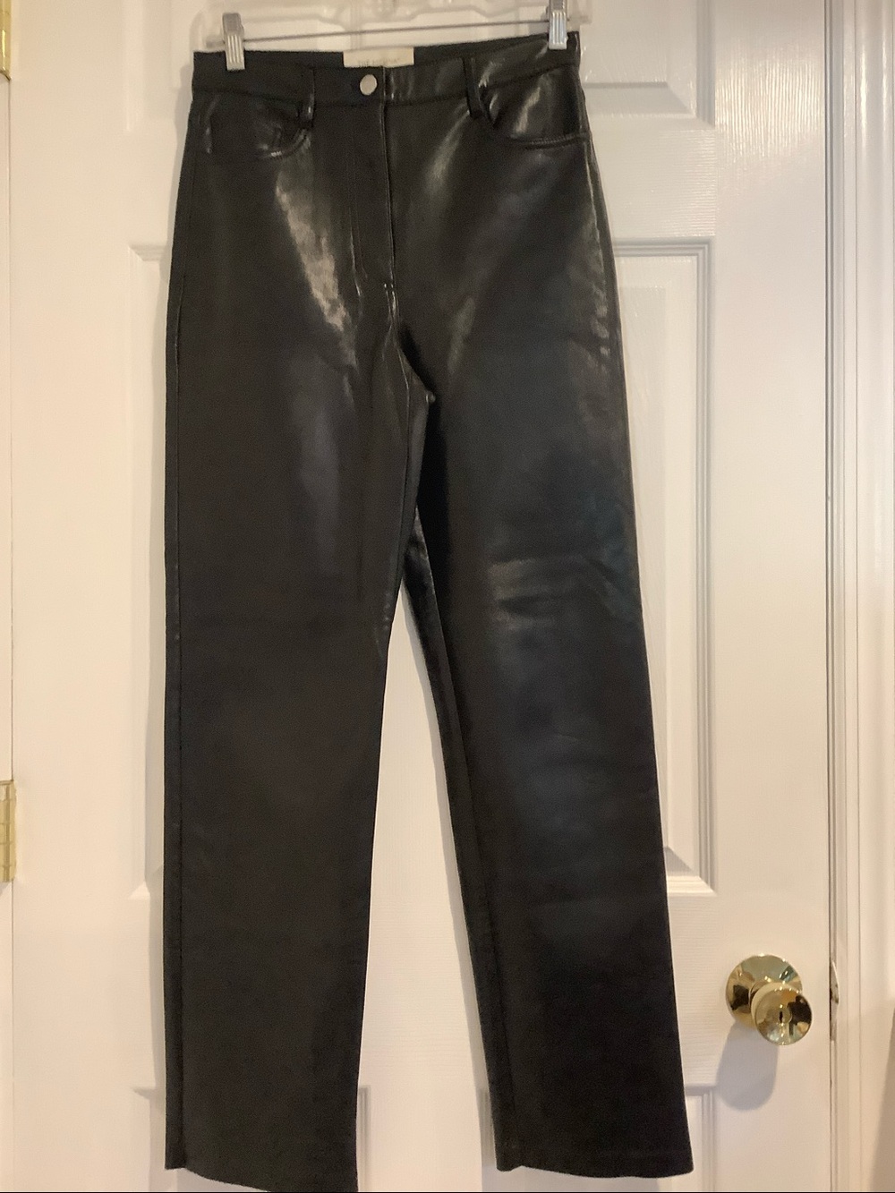 ARITZIA WILFORD. The Melina Black Stretch Glam Faux Leather Straight Leg Pants 4